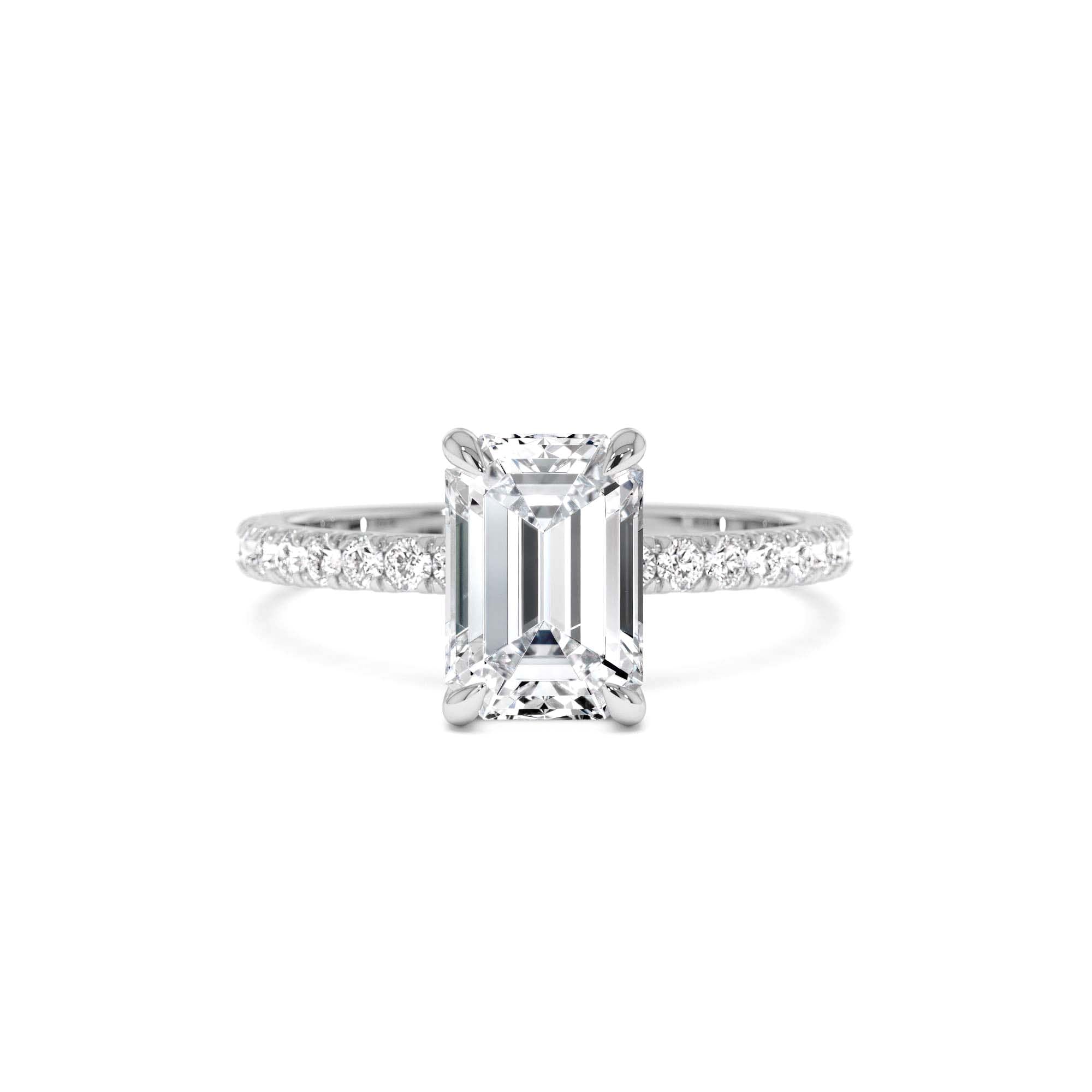 2.45 Ctw 14k Emerald Cut Lab Grown Diamond Pavé Setting with Hidden Halo - view 3