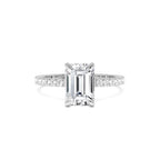 2.45 CTW 14K Emerald Cut Lab Grown Diamond Pavé Setting with Hidden Halo - view 3