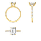 2.45 CTW 14K Emerald Cut Lab Grown Diamond Pavé Setting with Hidden Halo - view 5