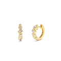 14k Diamond Hoop Earrings Gold Huggies with Mixed Cuts by Orlina Fine