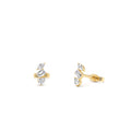14k Emerald Cut Marquise and Pear Shaped Diamond Studs by Orlina Fine