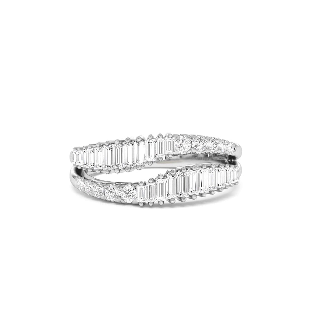 14k Double Row Baguette Diamond Statement Ring - view 3