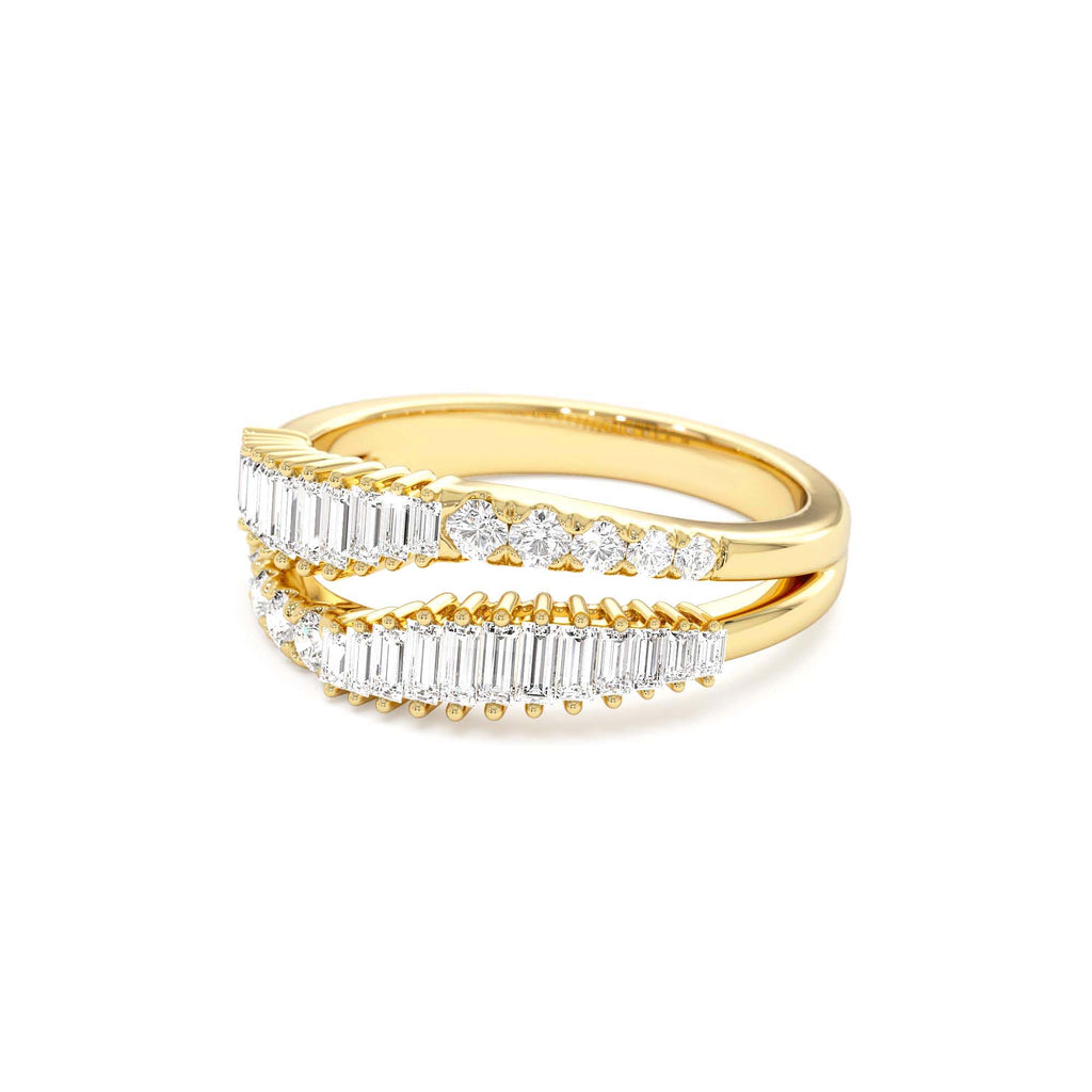 14k Double Row Baguette Diamond Statement Ring - view 4