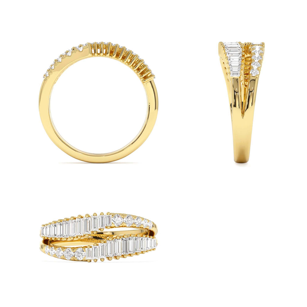 14k Double Row Baguette Diamond Statement Ring - view 5