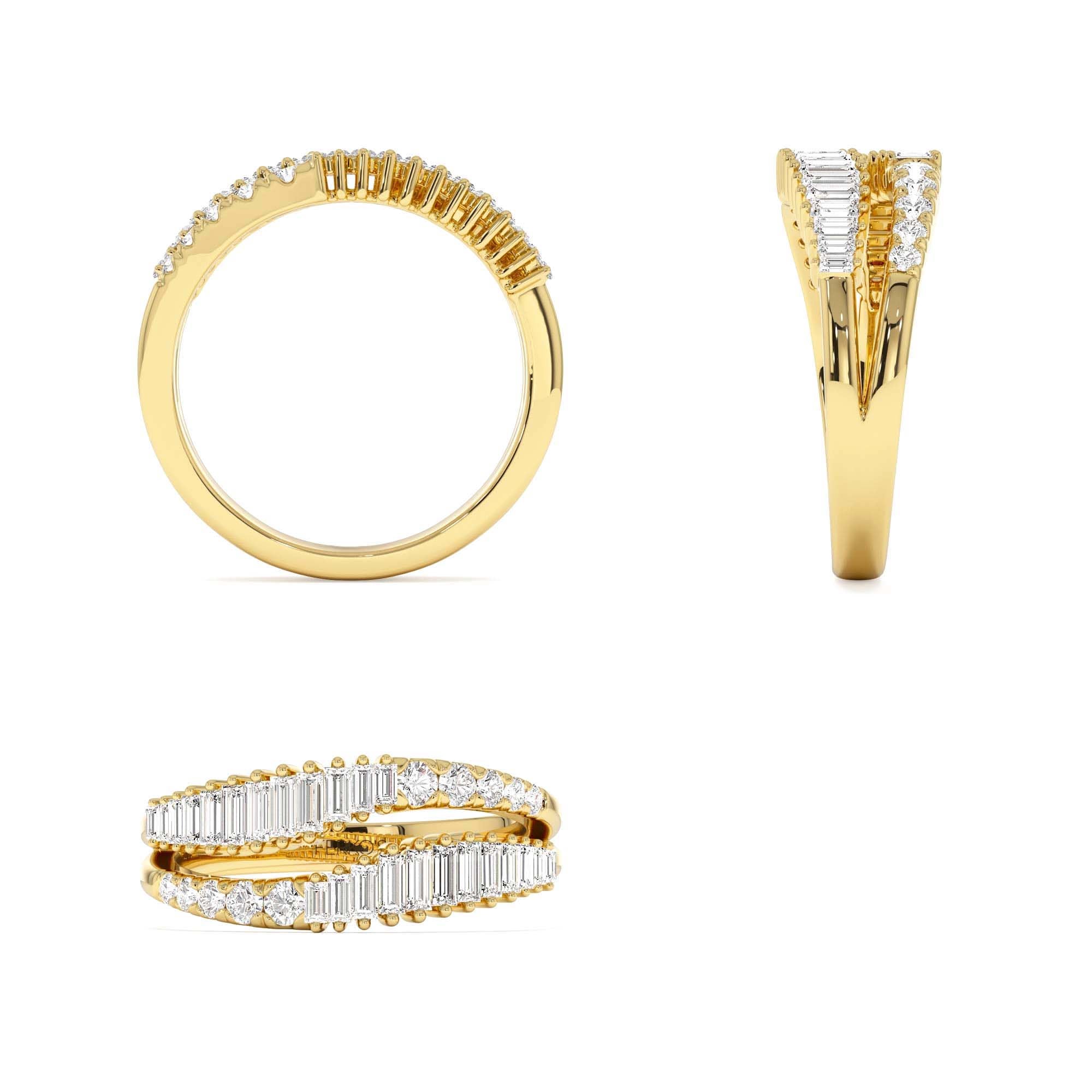 14k Double Row Baguette Diamond Statement Ring - view 5