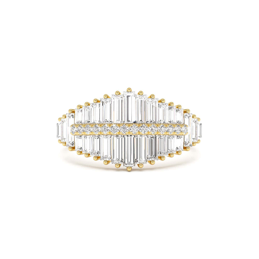 14k Tiered Baguette Diamond Statement Cocktail Ring by Orlina Fine