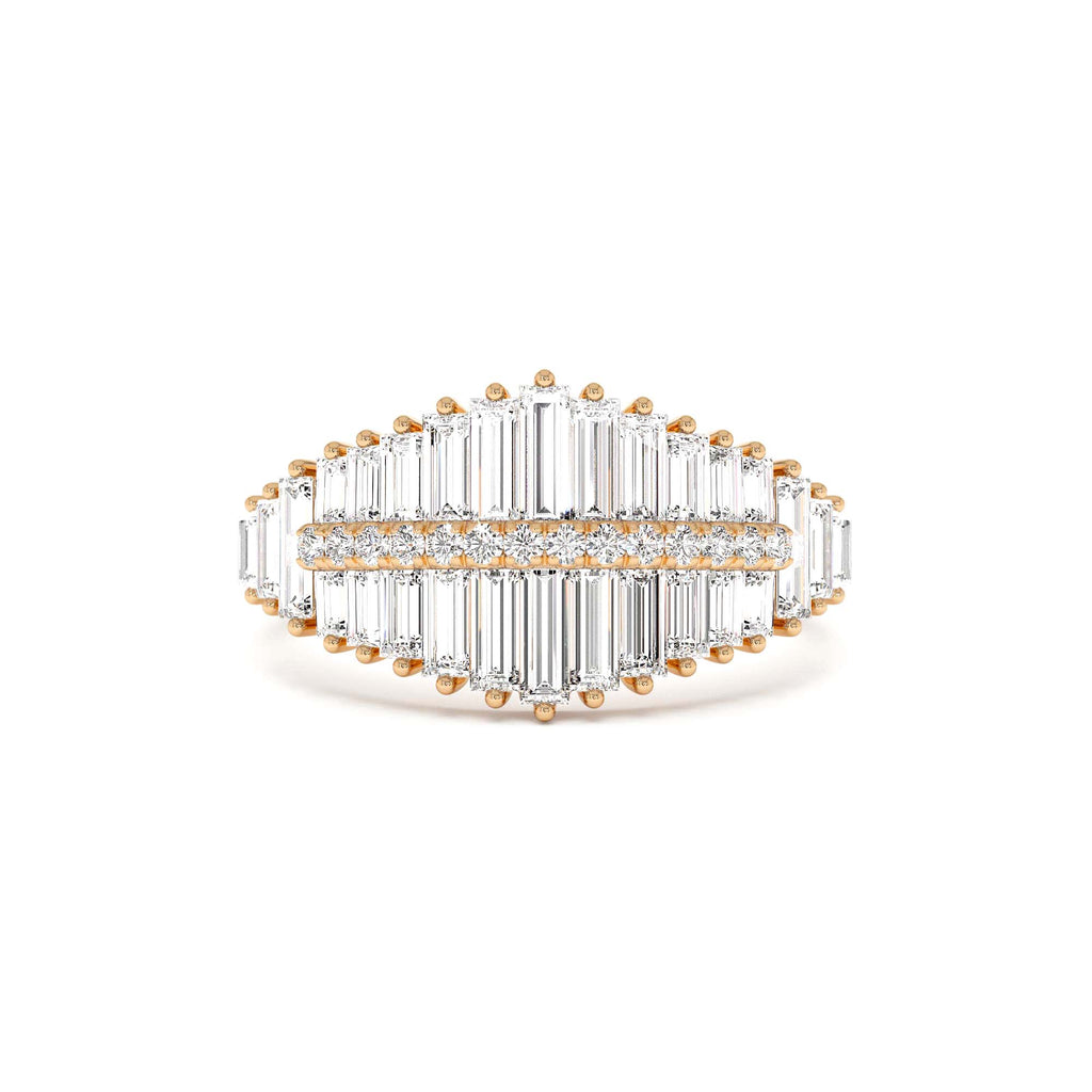 14k Tiered Baguette Diamond Statement Cocktail Ring - view 2