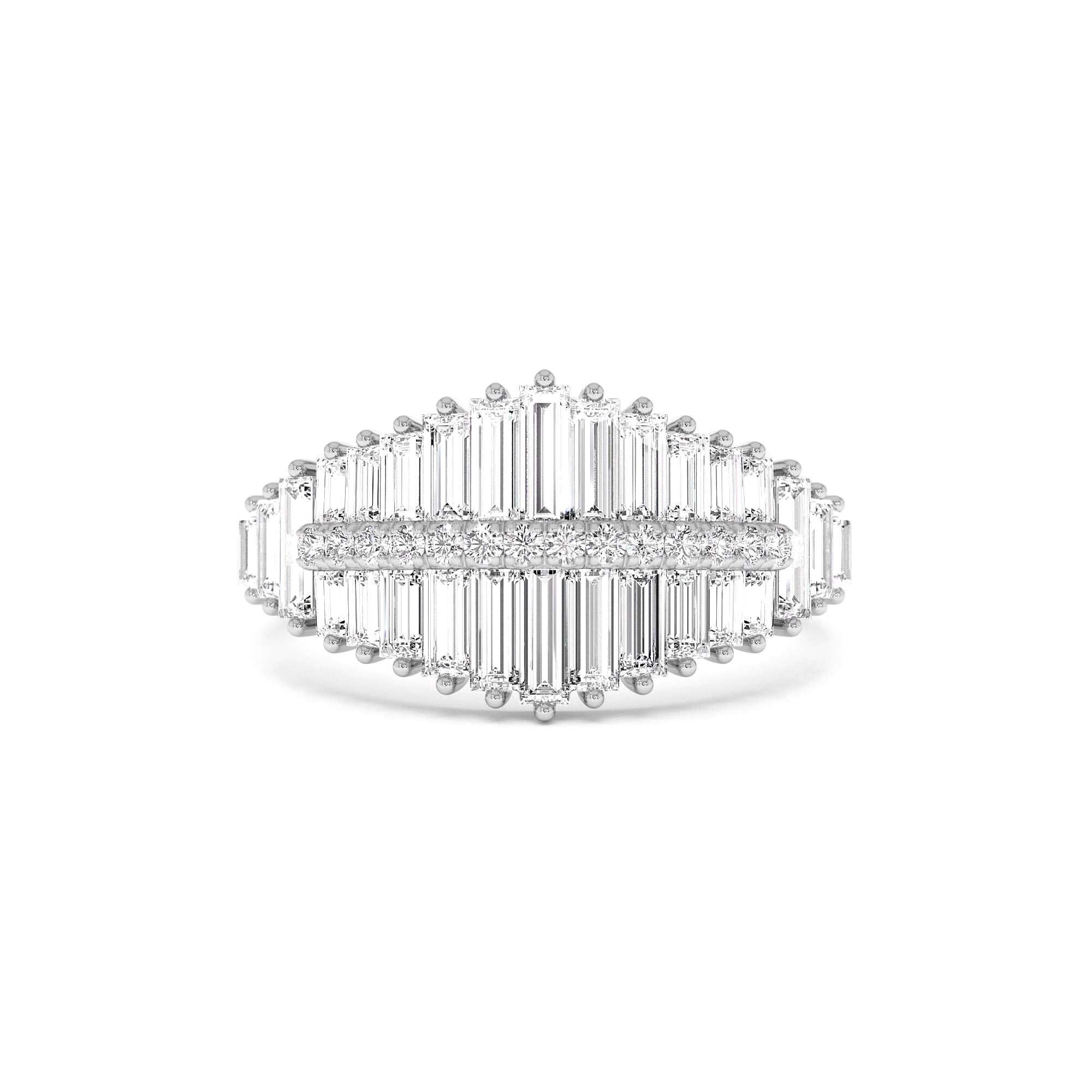14k Tiered Baguette Diamond Statement Cocktail Ring - view 3