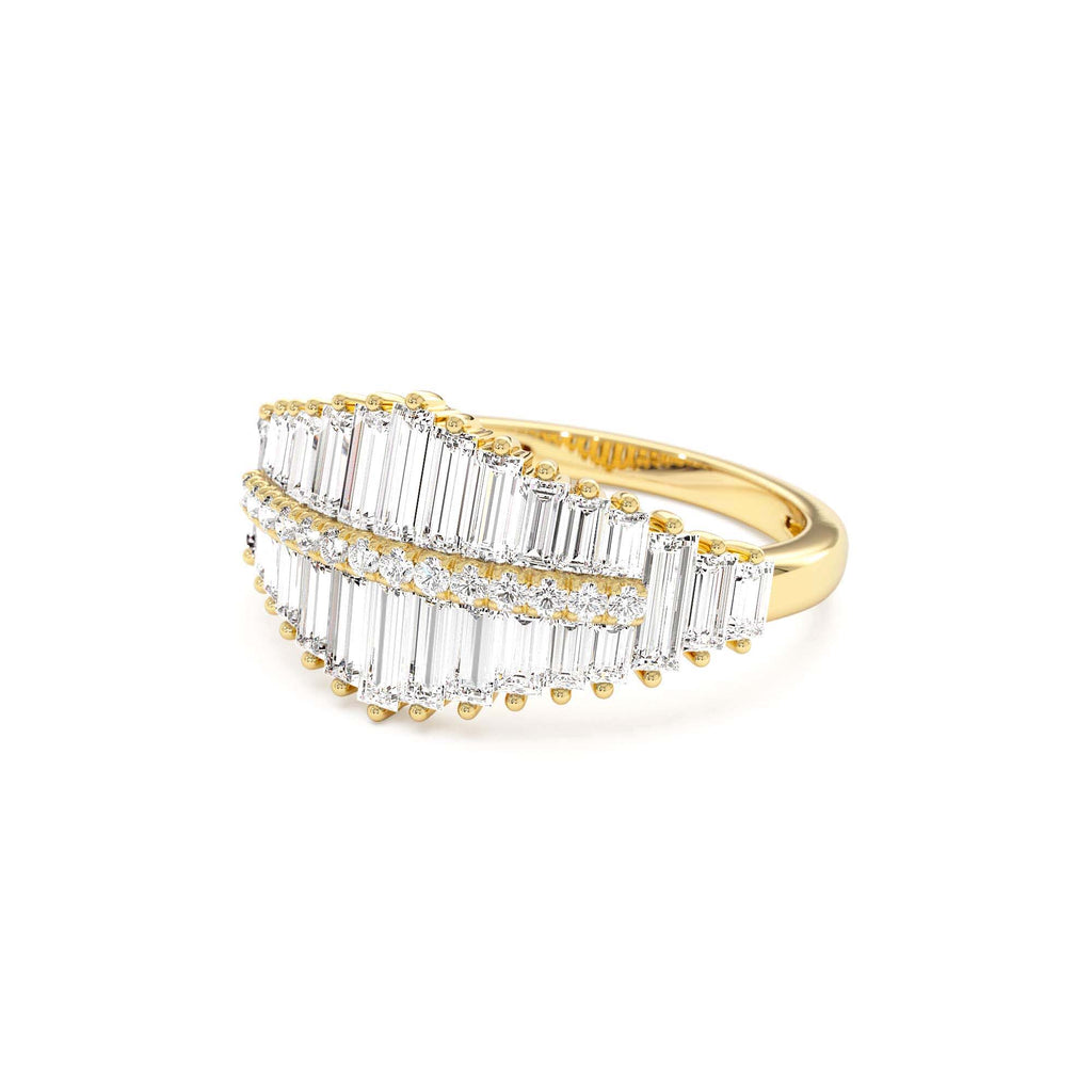 14k Tiered Baguette Diamond Statement Cocktail Ring - view 4