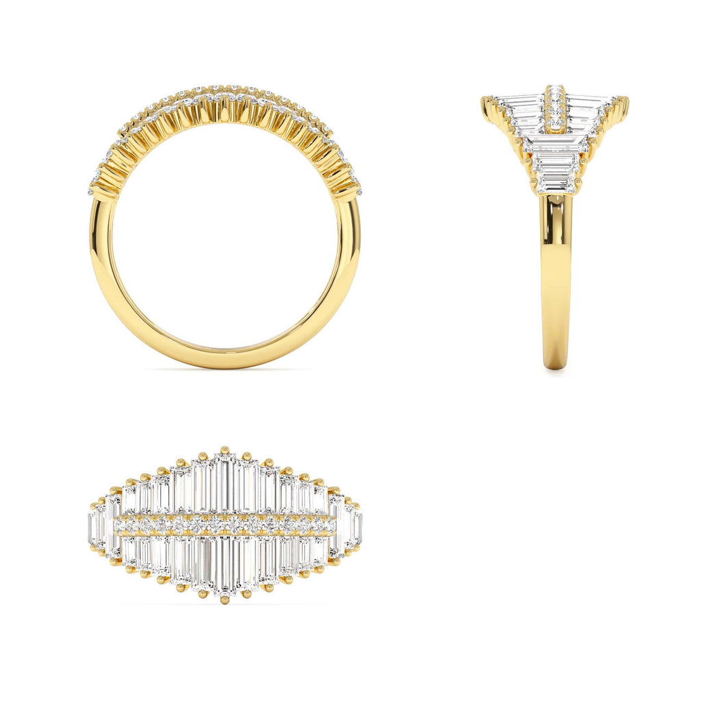 14k Tiered Baguette Diamond Statement Cocktail Ring - view 5