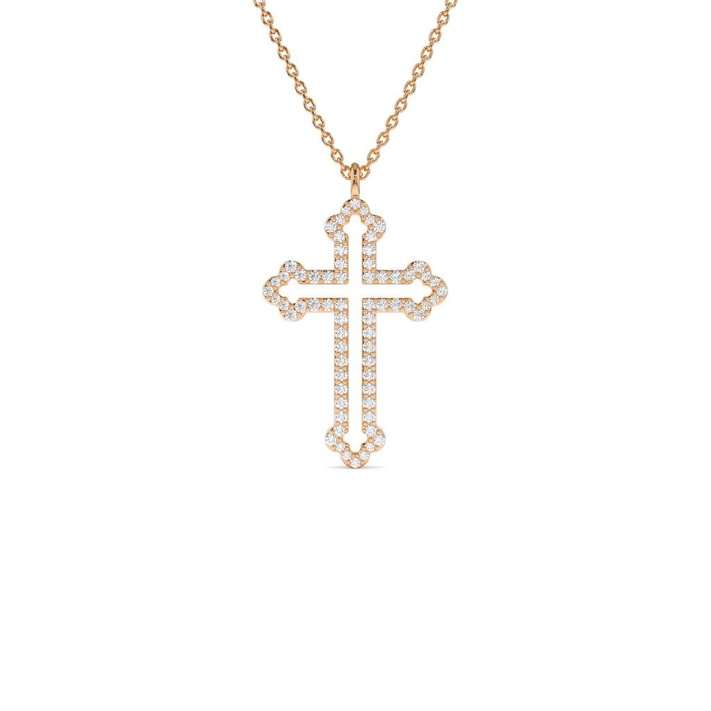 14k Gold Pavé Diamond Cross Pendant Necklace - view 2