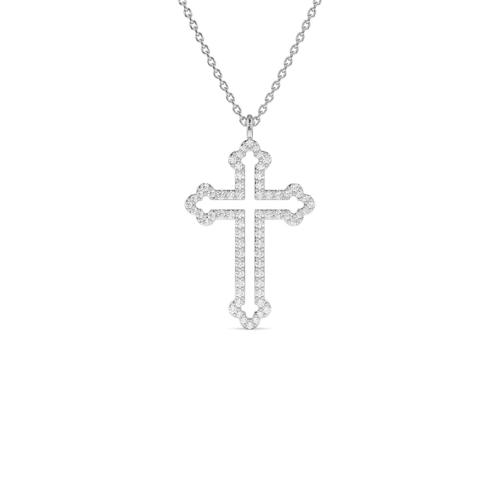 14k Gold Pavé Diamond Cross Pendant Necklace - view 3