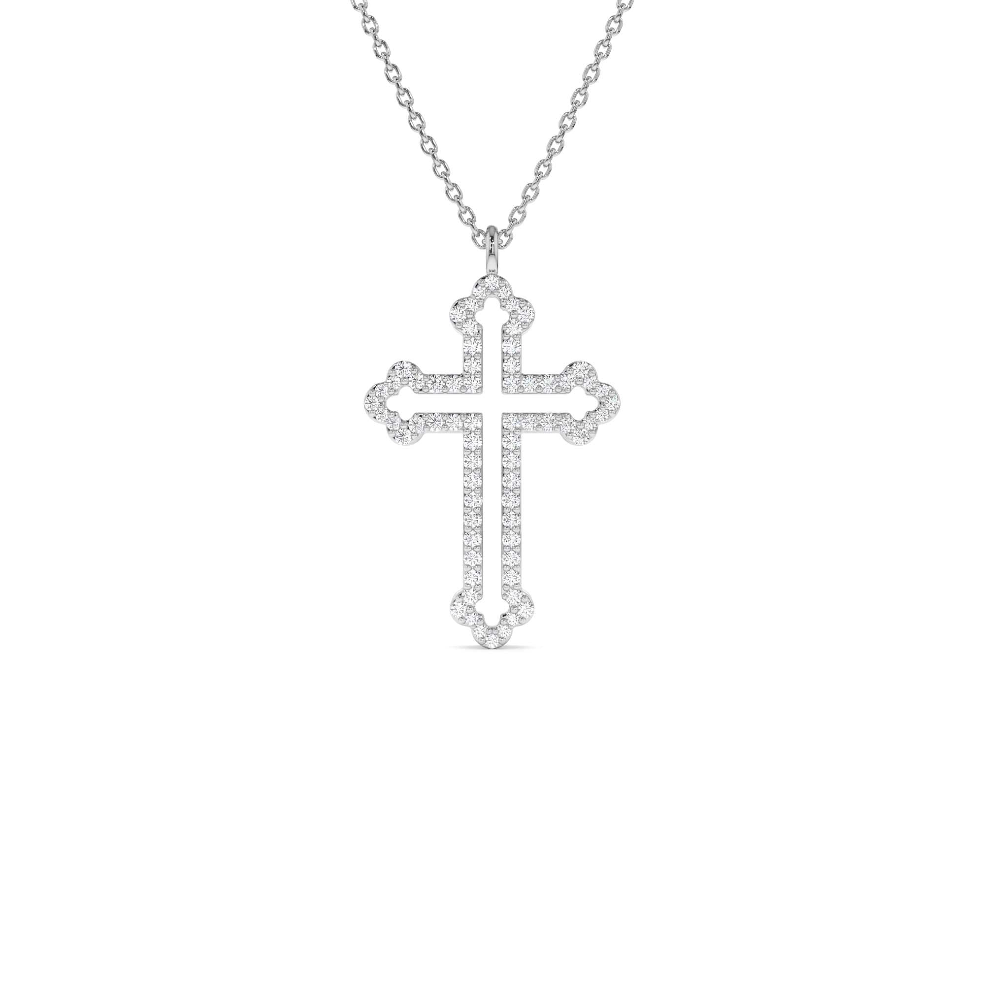 14k Gold Pavé Diamond Cross Pendant Necklace - view 3