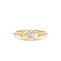 14k Diamond Signet Ring with Mixed Cuts by Orlina Fine