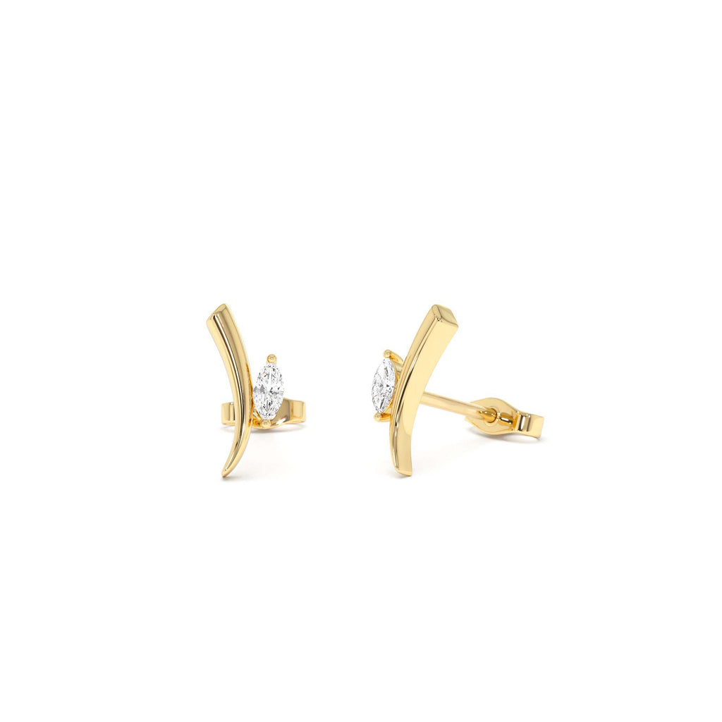14k Yellow Gold Diamond Bar Stud Earrings by Orlina Fine