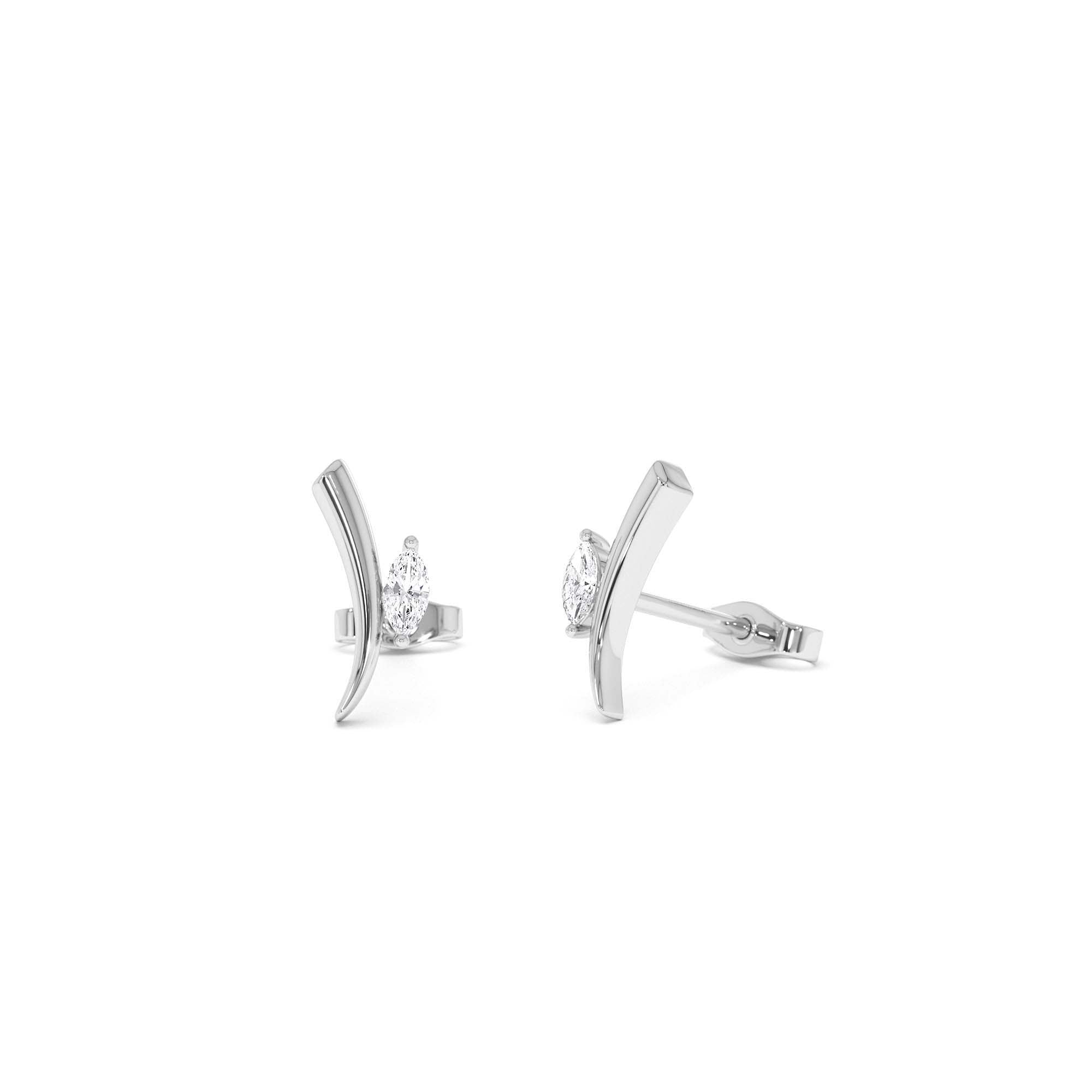 14k Yellow Gold Diamond Bar Stud Earrings - view 3