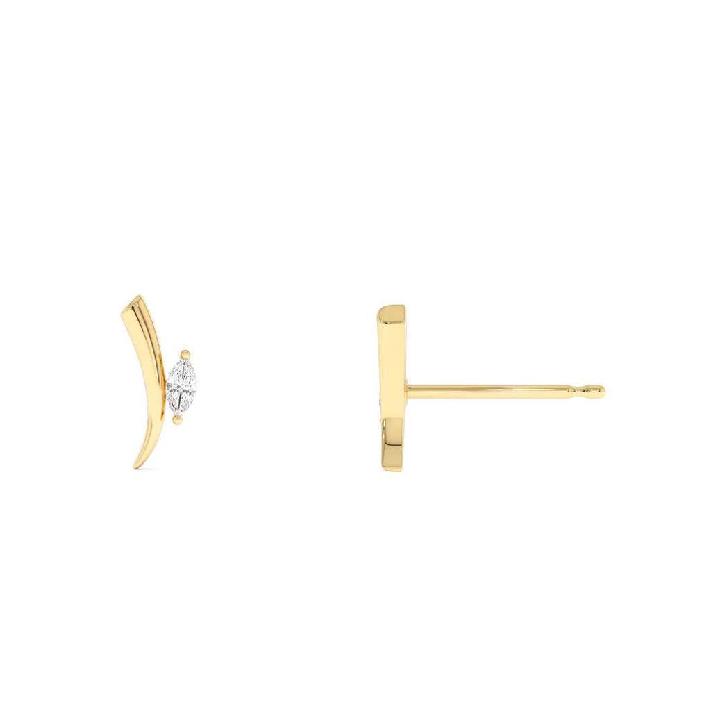14k Yellow Gold Diamond Bar Stud Earrings - view 4