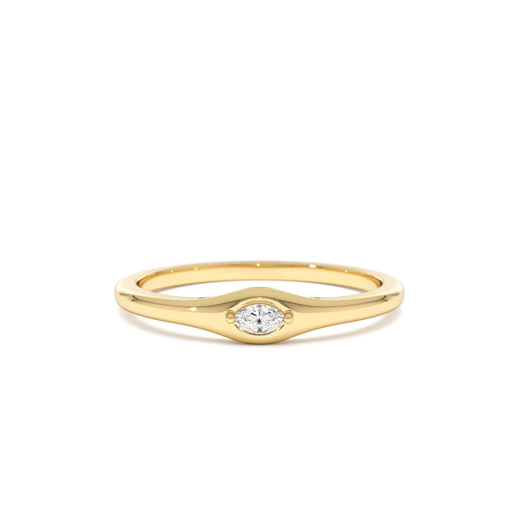 14k Gold Marquise Diamond Stacking Ring by Orlina Fine