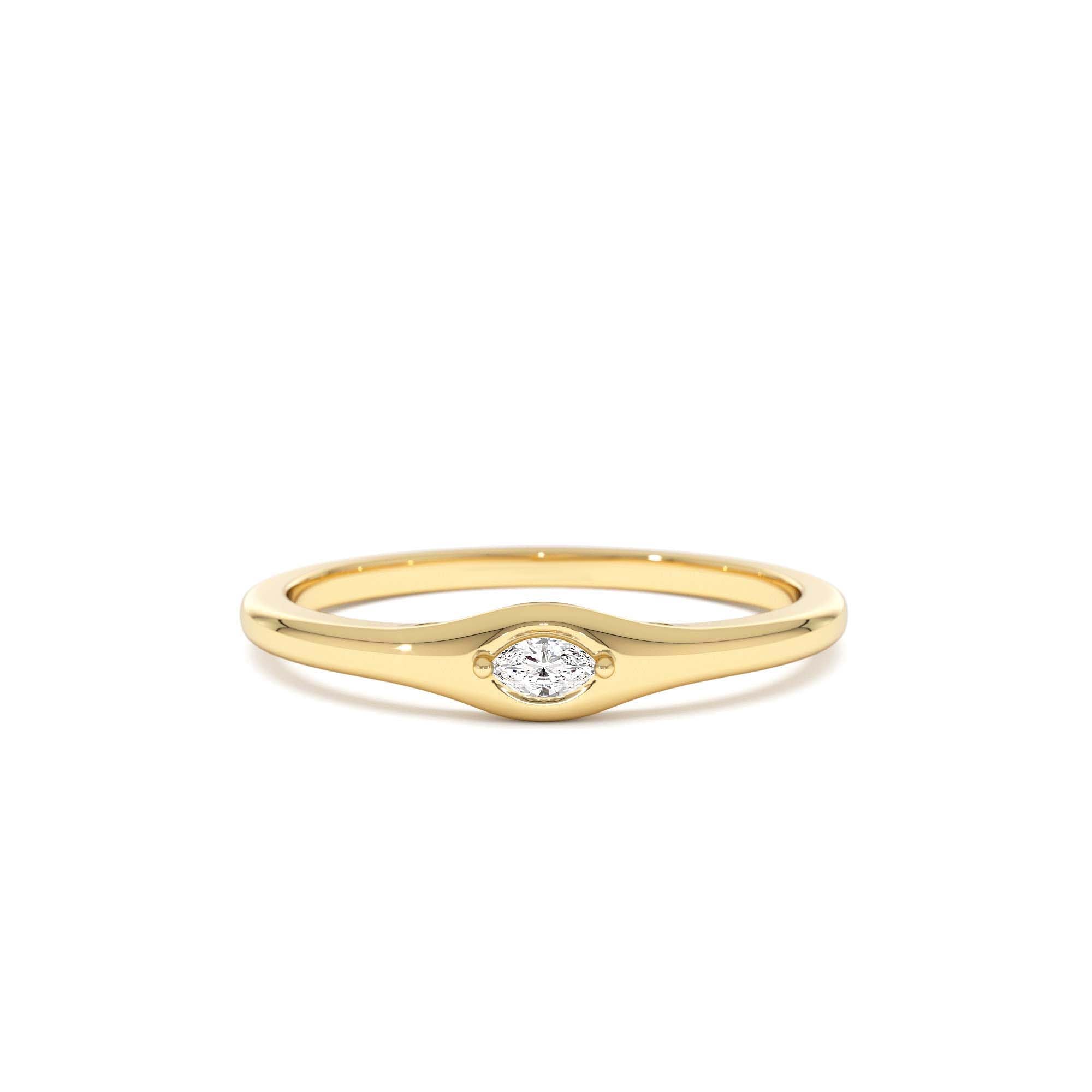 14k Gold Marquise Diamond Stacking Ring by Orlina Fine