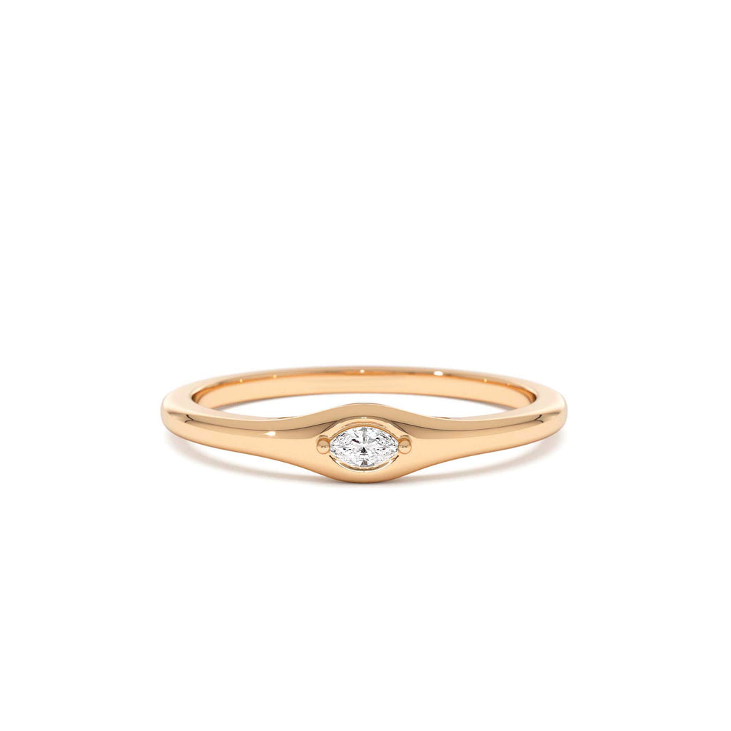 14k Gold Marquise Diamond Stacking Ring - view 2