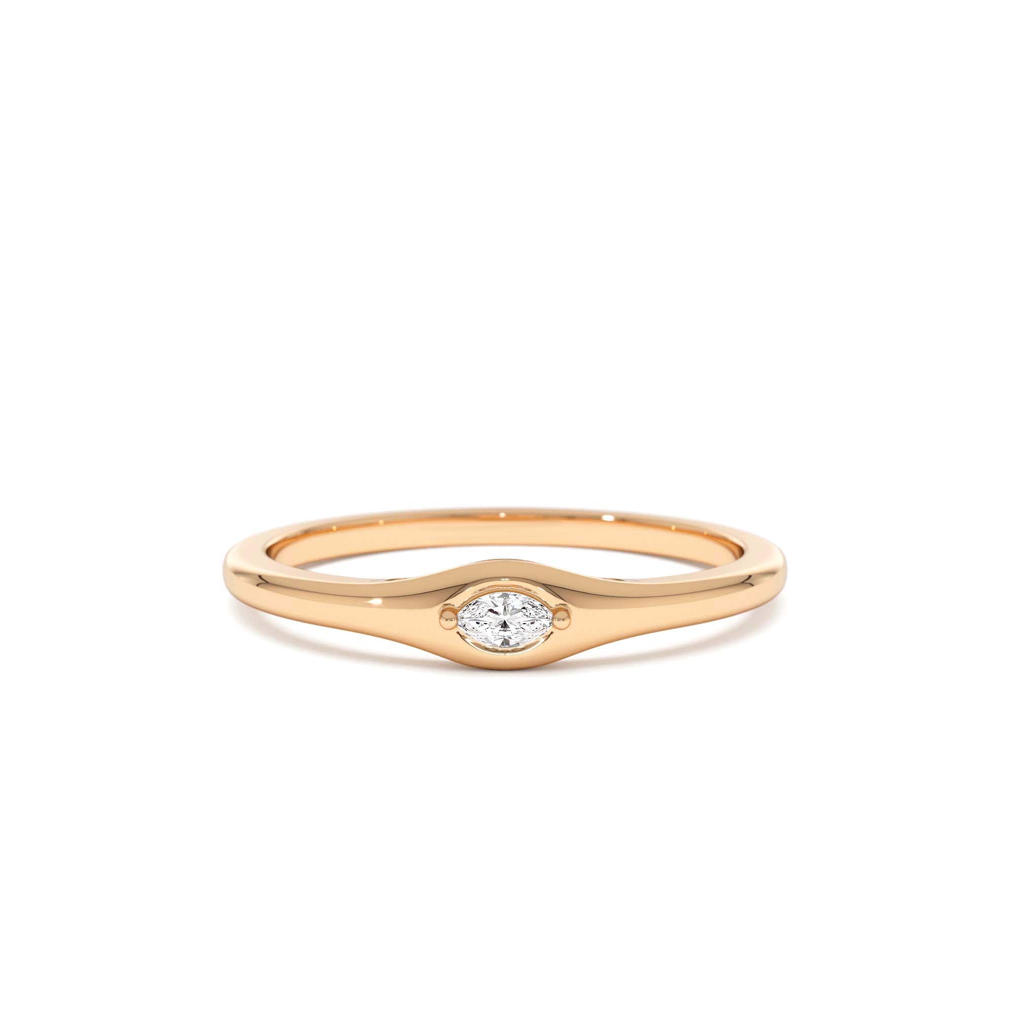 14k Gold Marquise Diamond Stacking Ring - view 2