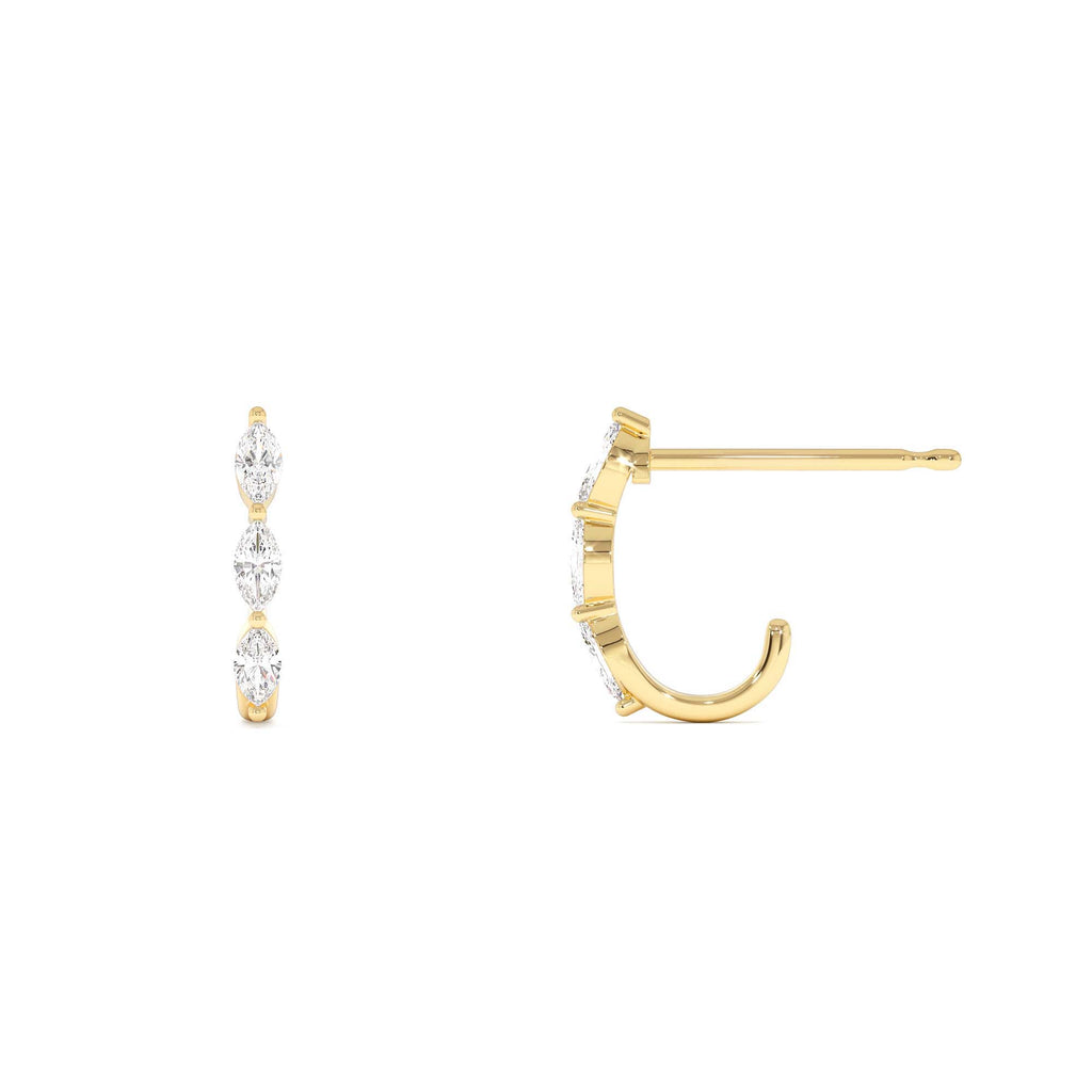 14k Gold Marquise Diamond Open Hoop Earrings - view 4