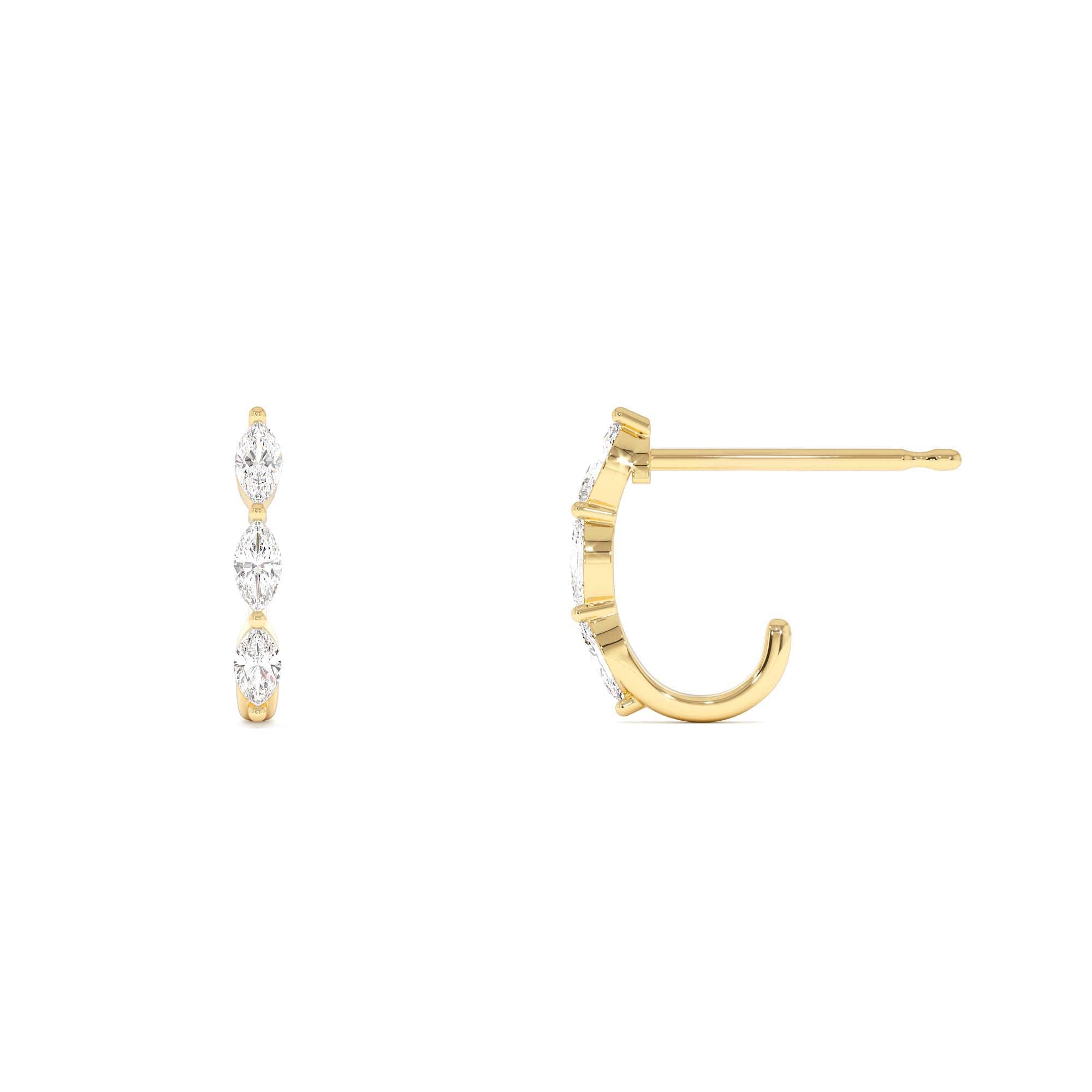 14k Gold Marquise Diamond Open Hoop Earrings - view 4