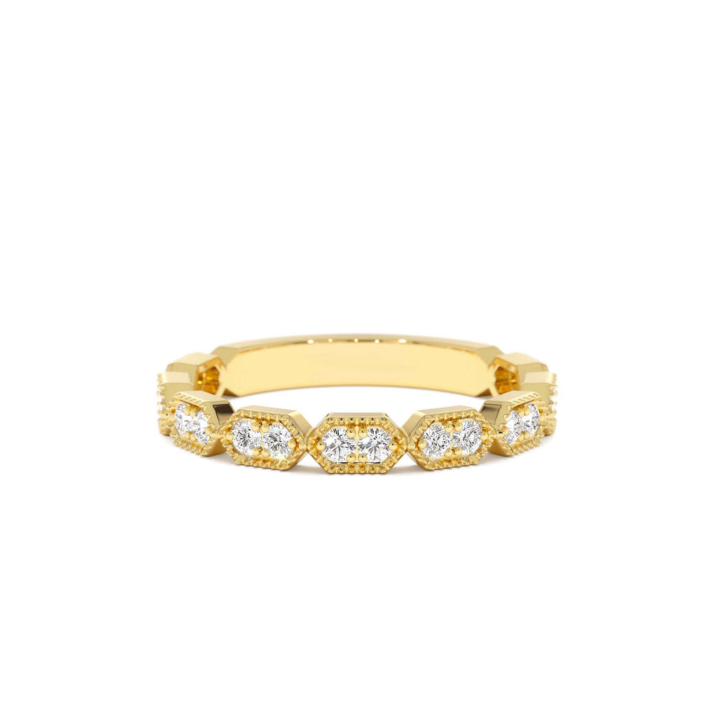 14k Stacking Filigree Diamond Ring by Orlina Fine