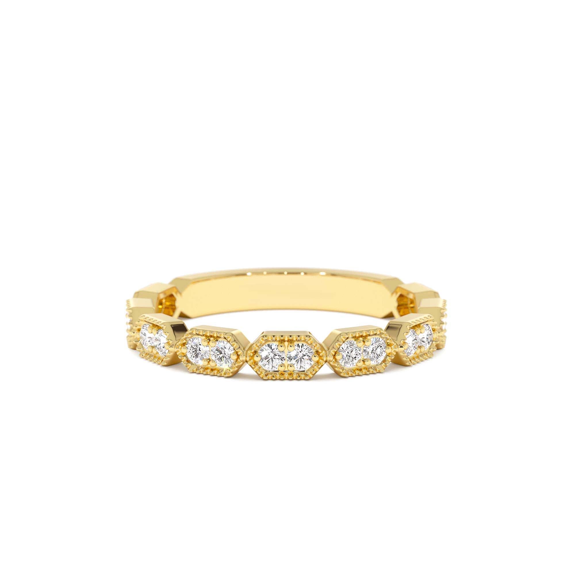 14k Stacking Filigree Diamond Ring by Orlina Fine