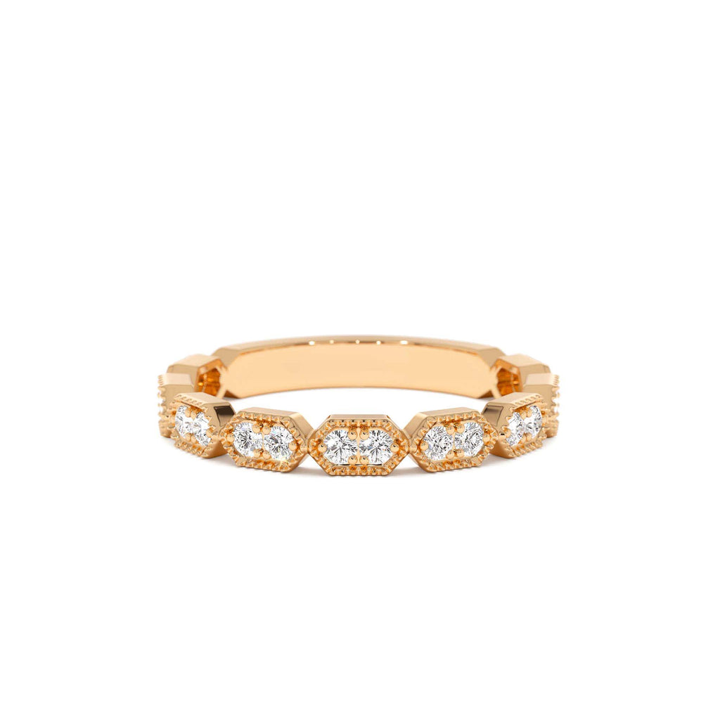 14k Stacking Filigree Diamond Ring - view 2