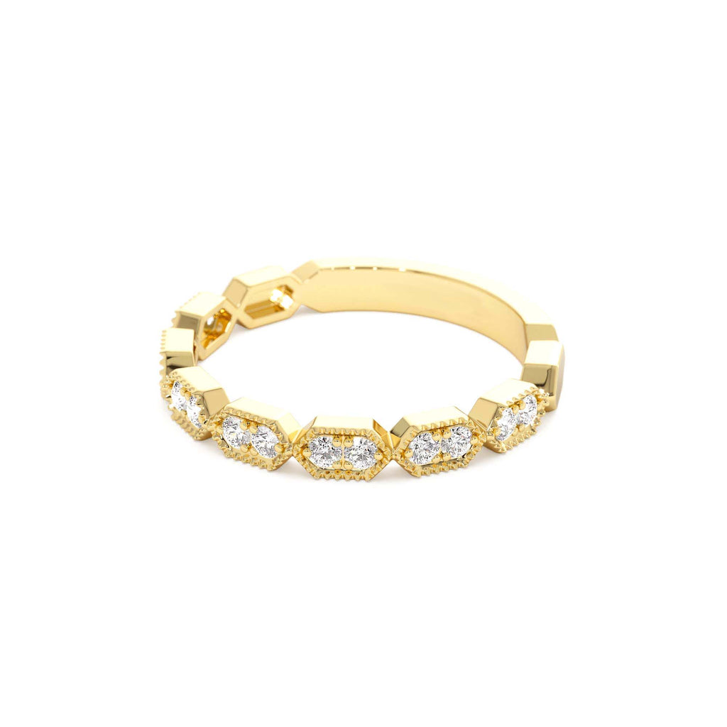 14k Stacking Filigree Diamond Ring - view 3