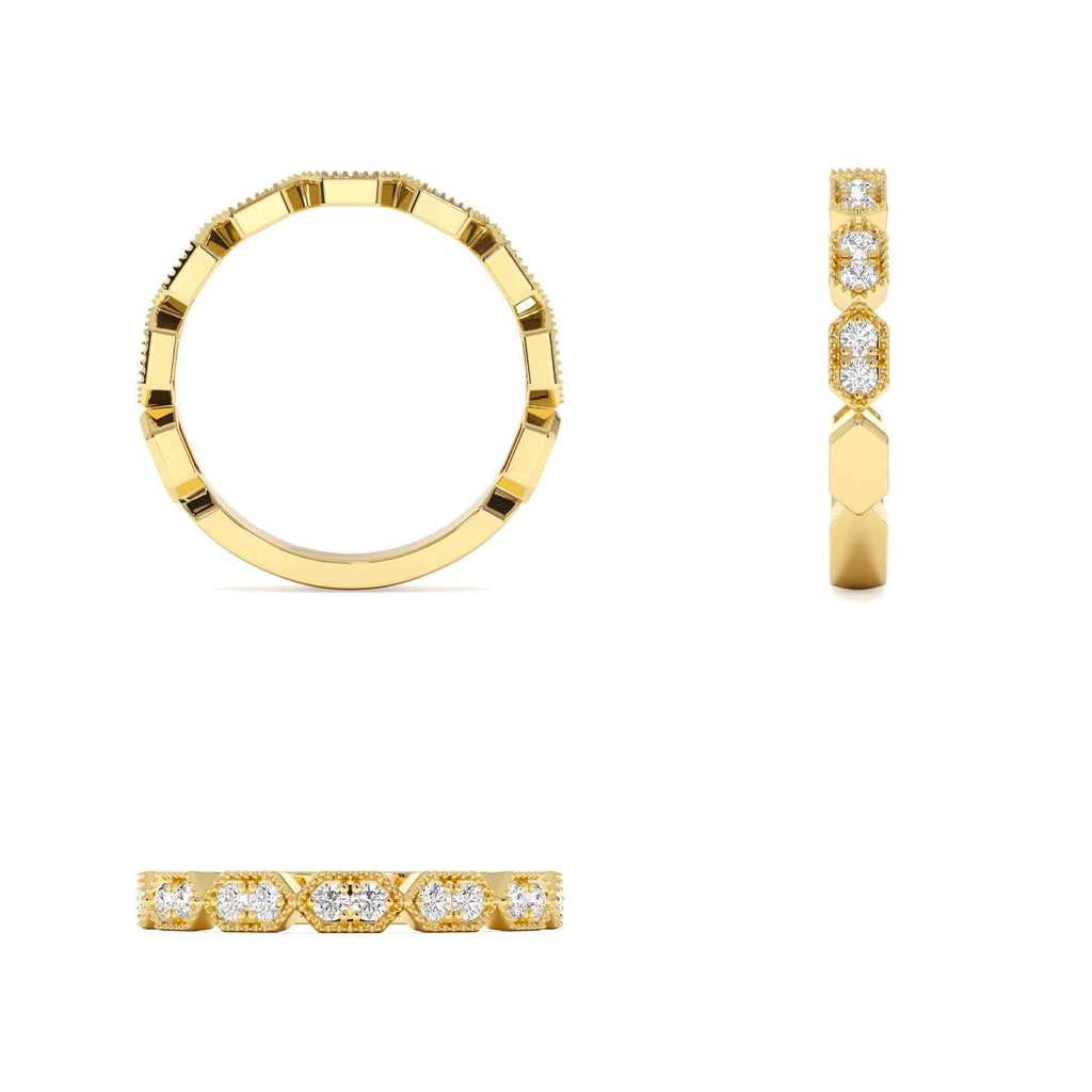 14k Stacking Filigree Diamond Ring - view 4