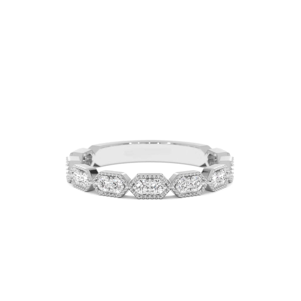14k Stacking Filigree Diamond Ring - view 5