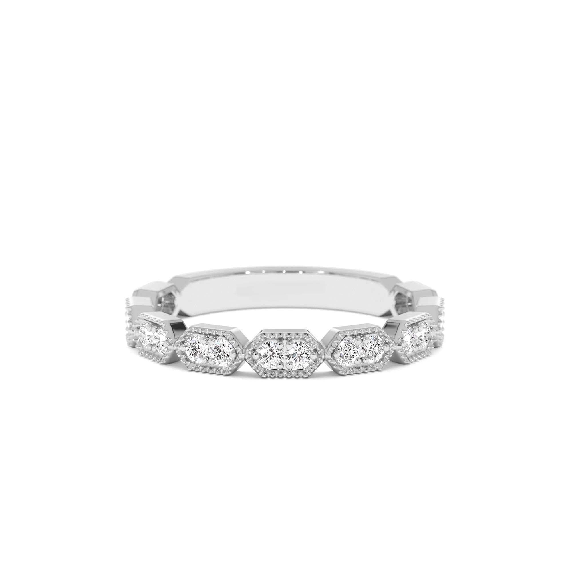 14k Stacking Filigree Diamond Ring - view 5