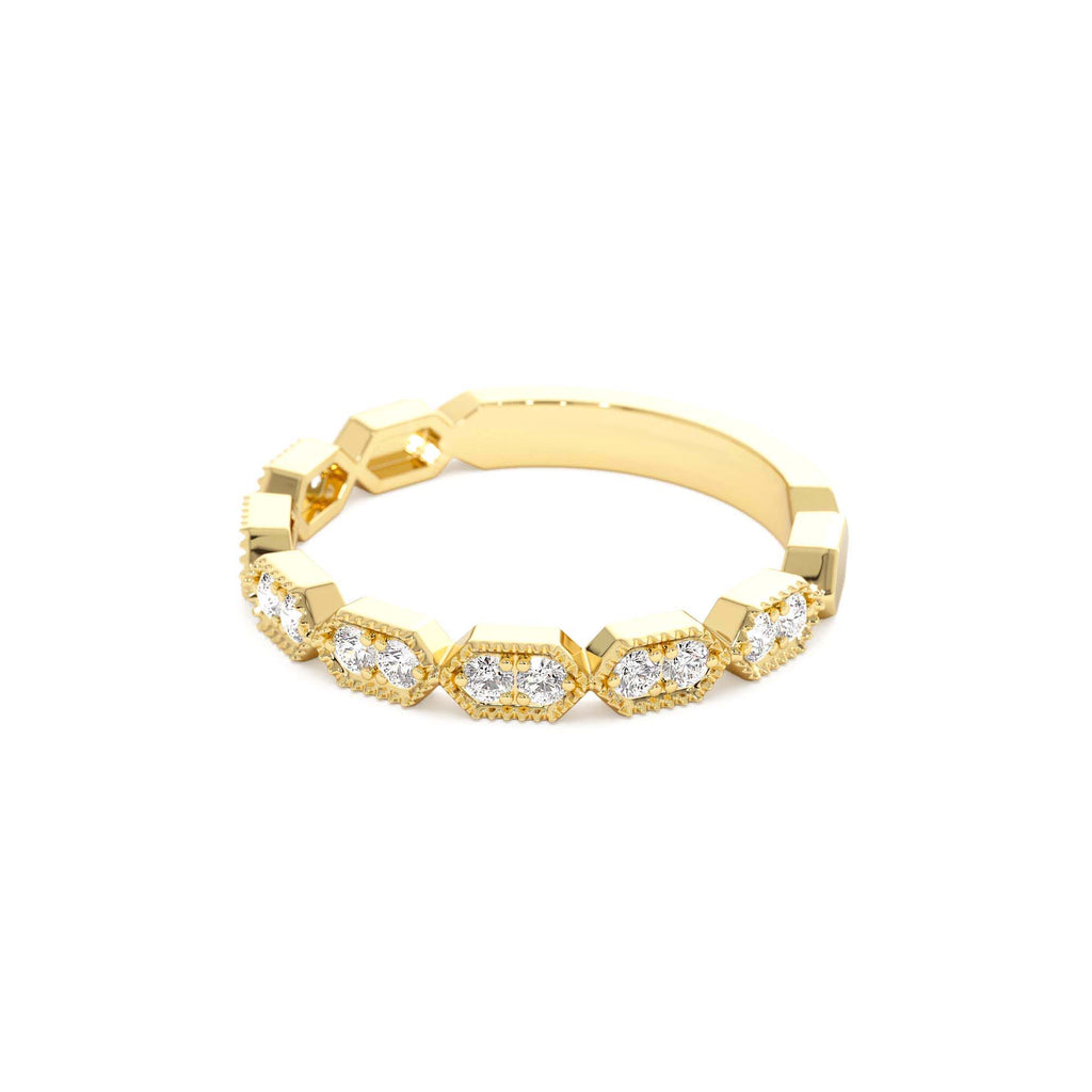 14k Stacking Filigree Diamond Ring - view 6