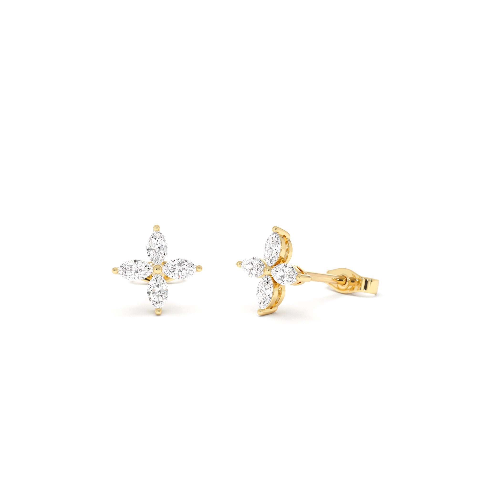 14k Marquise Diamond Cluster Studs by Orlina Fine