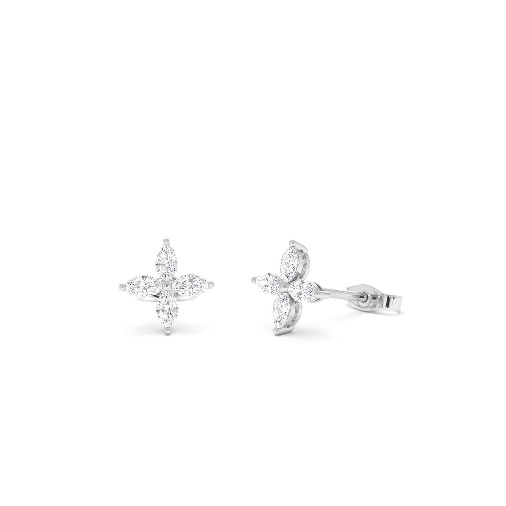14k Marquise Diamond Cluster Studs - view 3