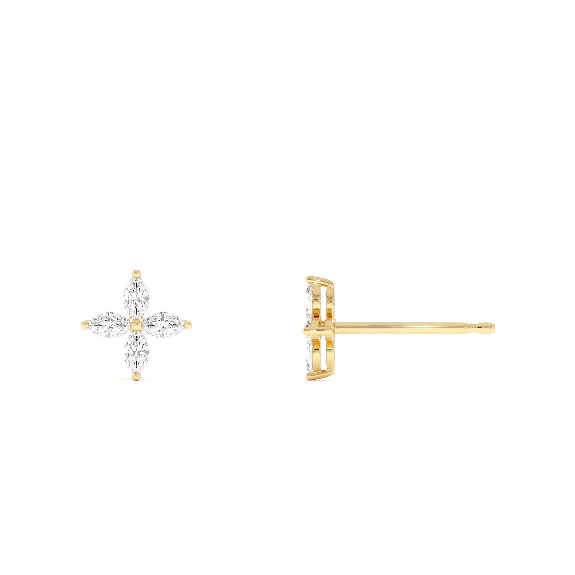 14k Marquise Diamond Cluster Studs - view 4