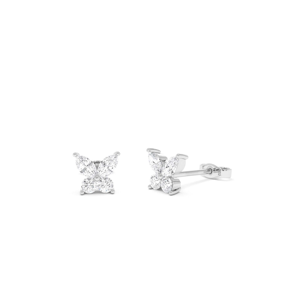 14k Marquise and Round Diamond Butterfly Studs - view 2