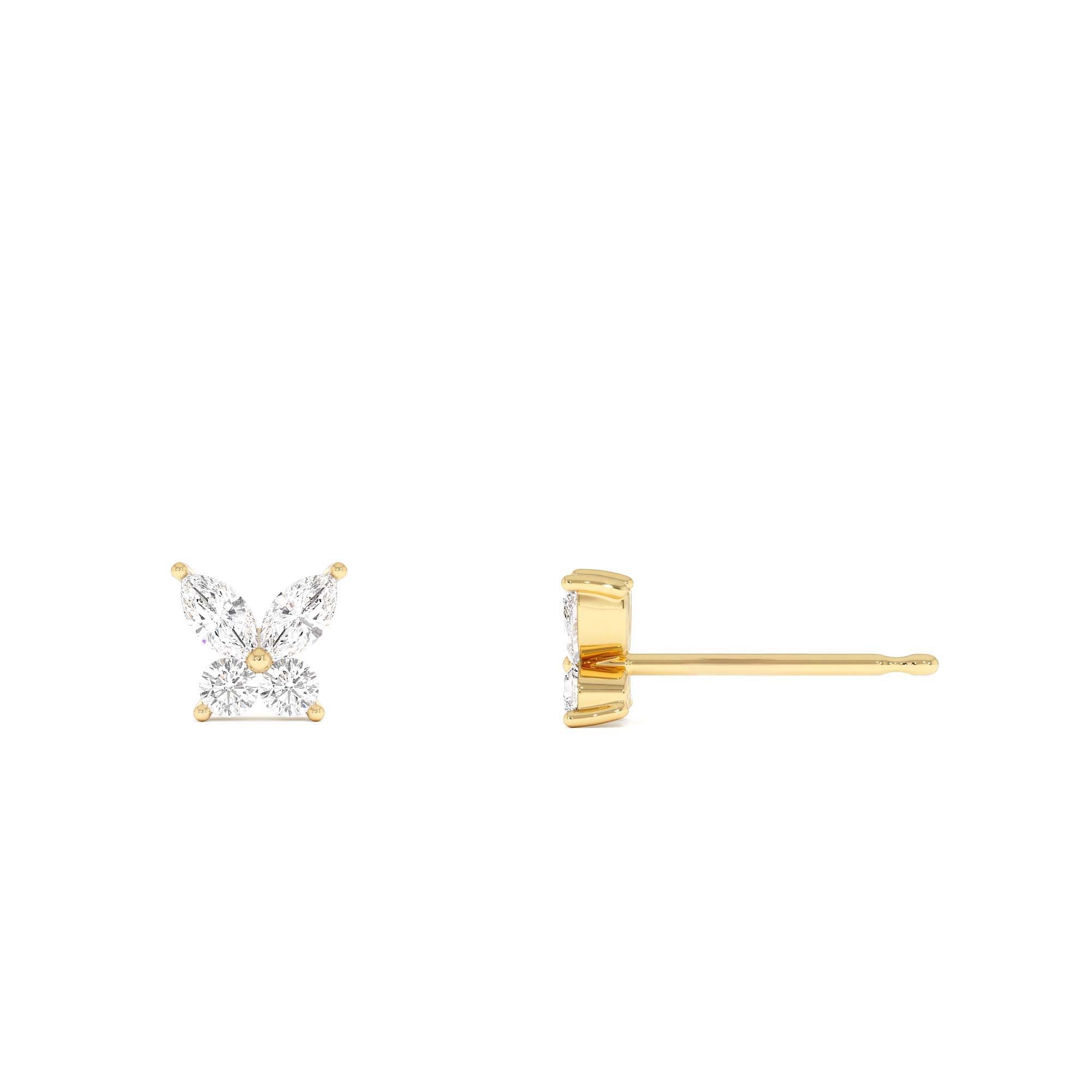 14k Marquise and Round Diamond Butterfly Studs - view 4