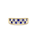 14K Square Sapphire & Diamond Wedding Ring by Orlina Fine