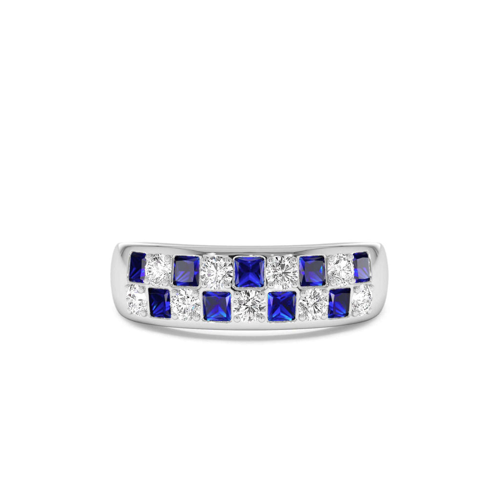 14K Square Sapphire & Diamond Wedding Ring - view 3