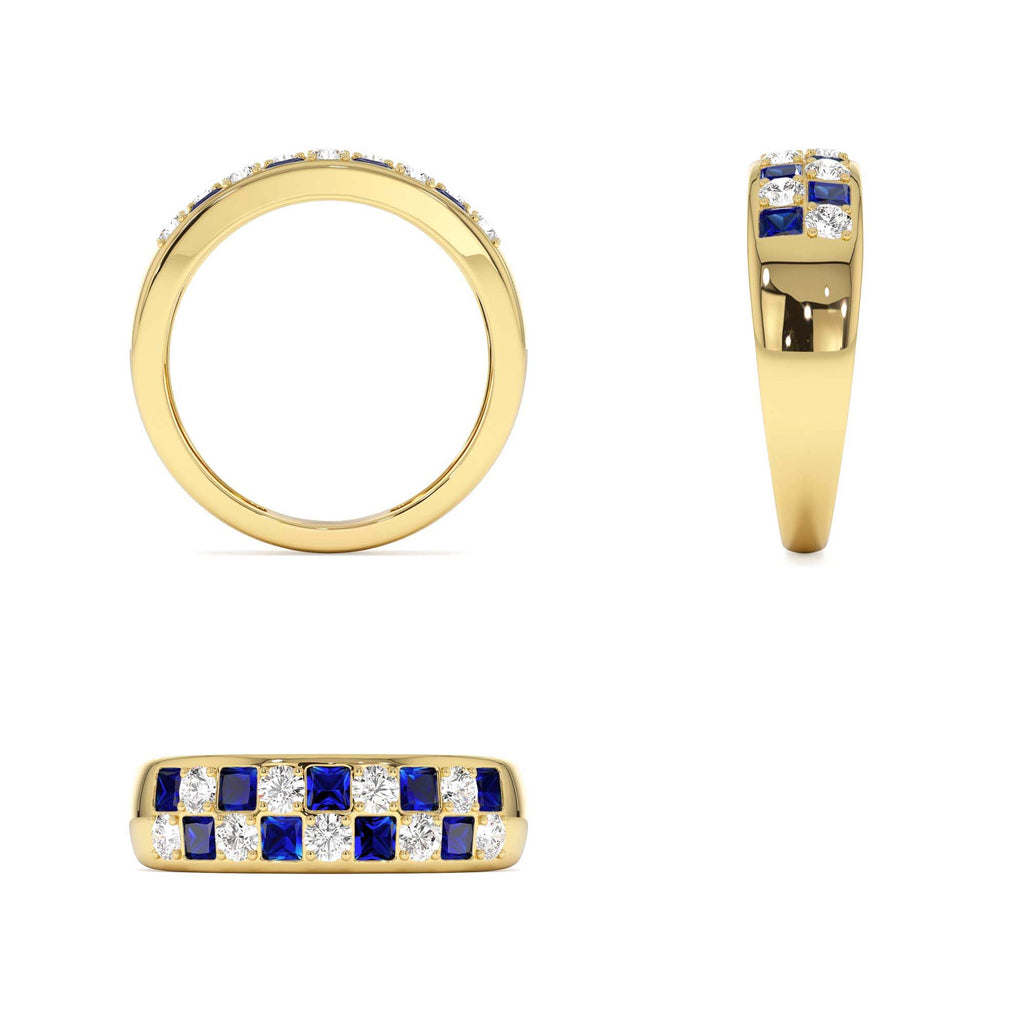 14K Square Sapphire & Diamond Wedding Ring - view 5