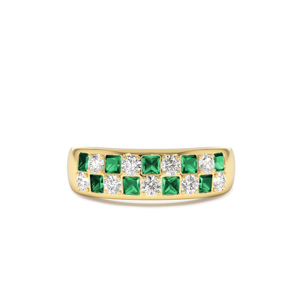 14K Square Emerald & Diamond Wedding Ring by Orlina Fine