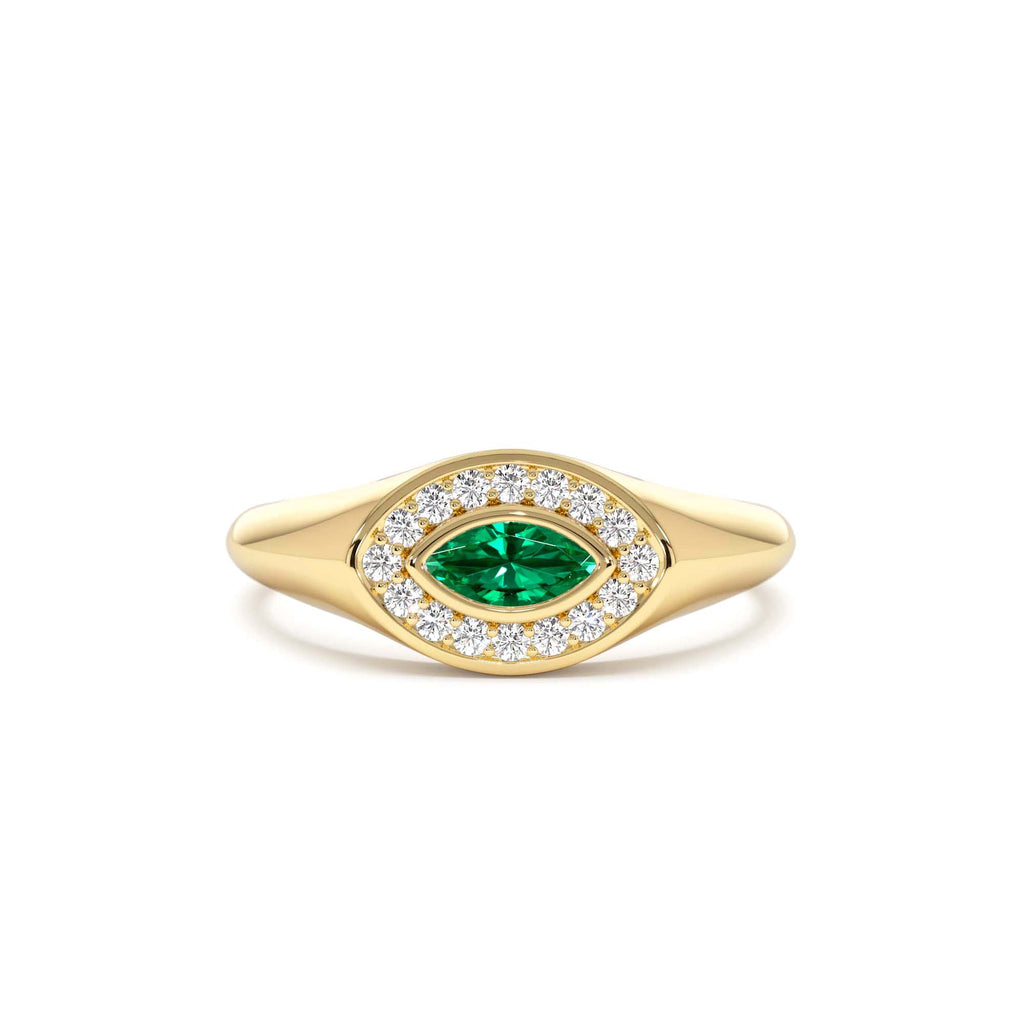 14K Marquise Emerald Halo Setting Ring by Orlina Fine
