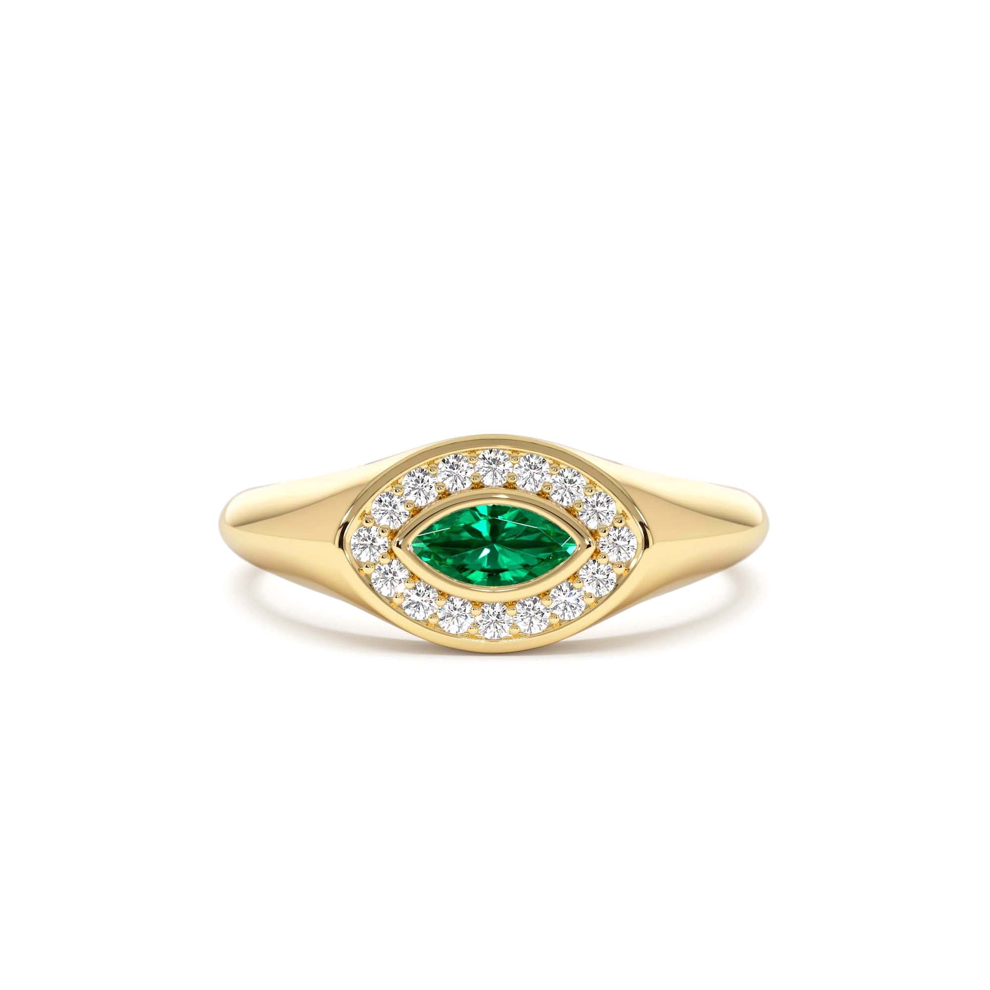 14K Marquise Emerald Halo Setting Ring by Orlina Fine