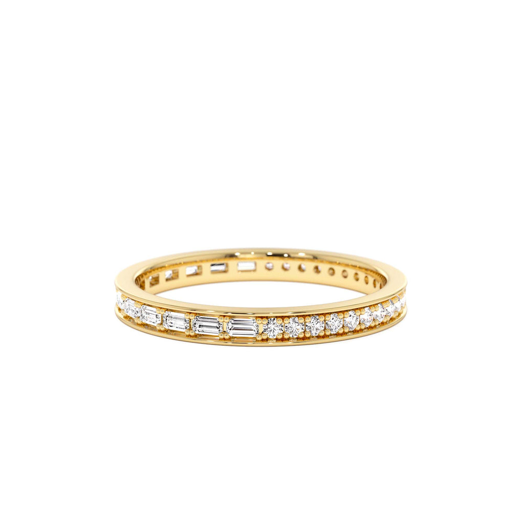 14k Half Baguette Half Round Diamond Eternity Band by Orlina Fine