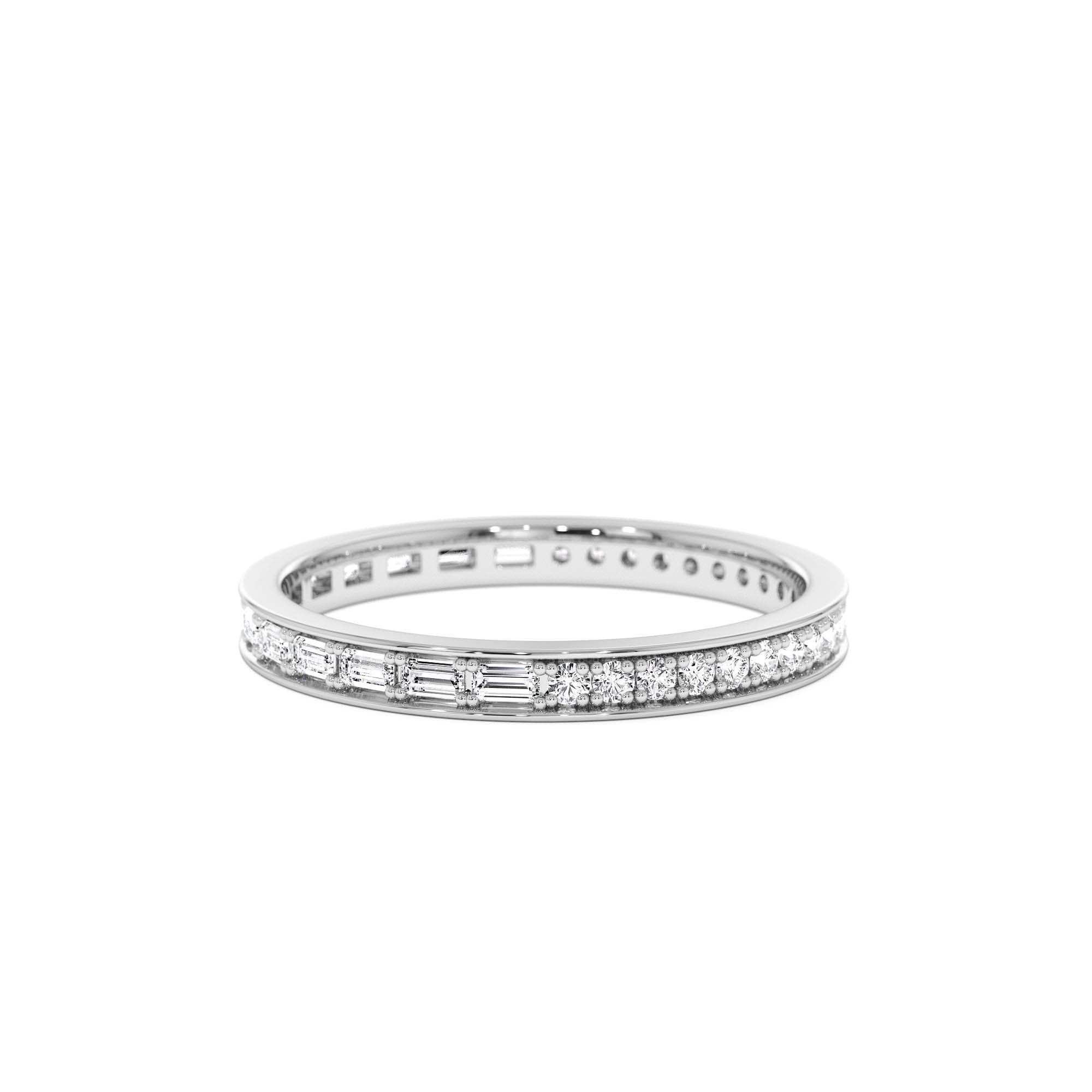 14k Half Baguette Half Round Diamond Eternity Band - view 2