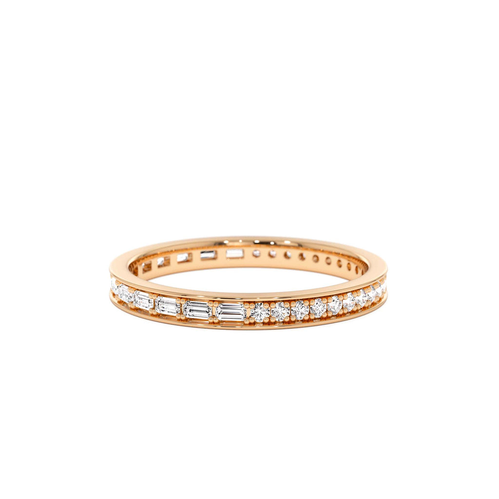 14k Half Baguette Half Round Diamond Eternity Band - view 3