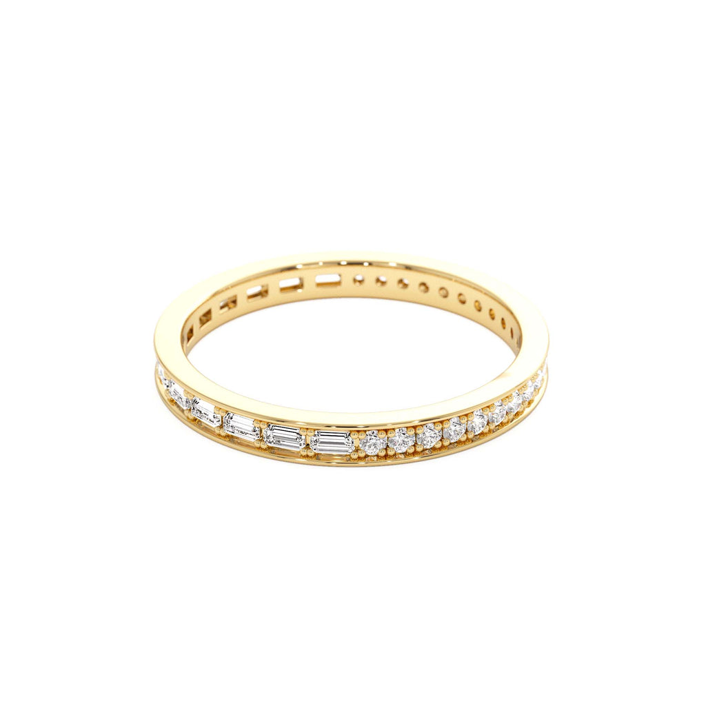 14k Half Baguette Half Round Diamond Eternity Band - view 4